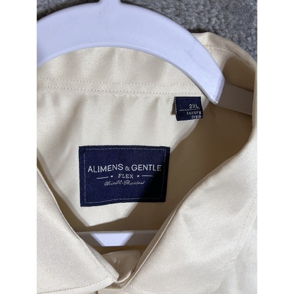 Alimens & Gentle Flex Luxury Style Button Up Dress Shirt Mens Size 2XL Pocket - Picture 3 of 8